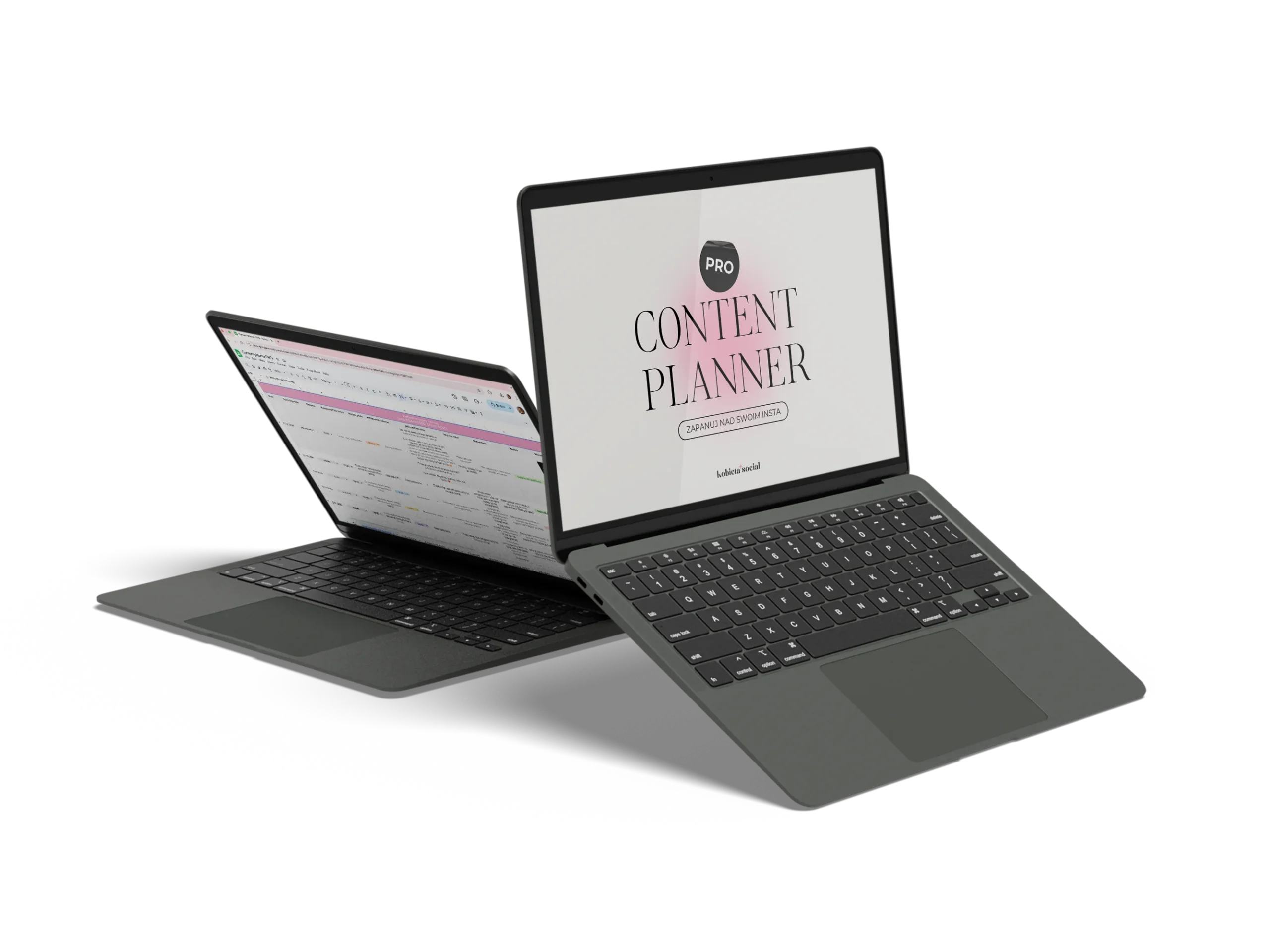 Dwa mockupy laptopów z napisami Content Planner.